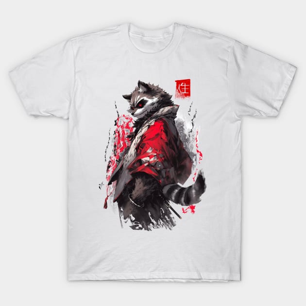 Raccoon japanese style T-Shirt by NemfisArt